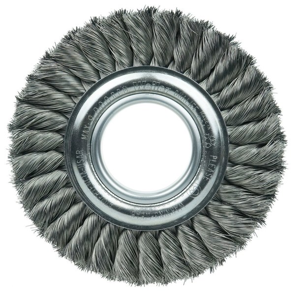 Weiler 6" Standard Twist Knot Wire Wheel, .0118" Steel Fill, 2" Arbor Hole 9160